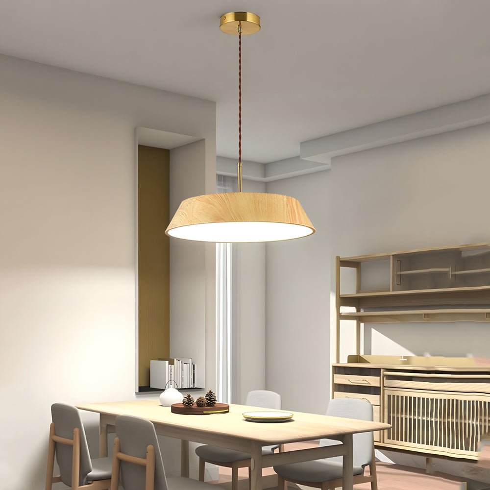 15.74 - Inch Round Wood Japanese Style LED Pendant Light