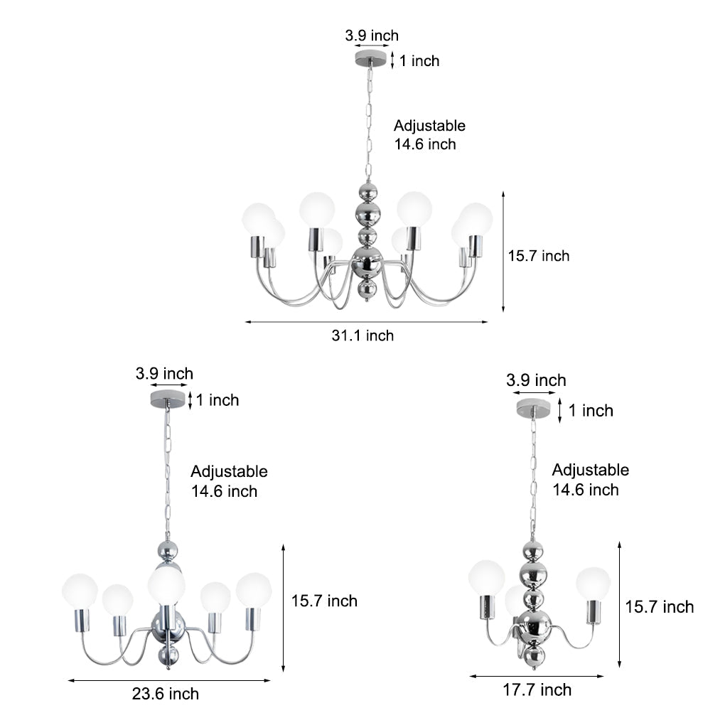 Iron Electroplating Glass Ball Shade Minimalist French Style Chandelier Design