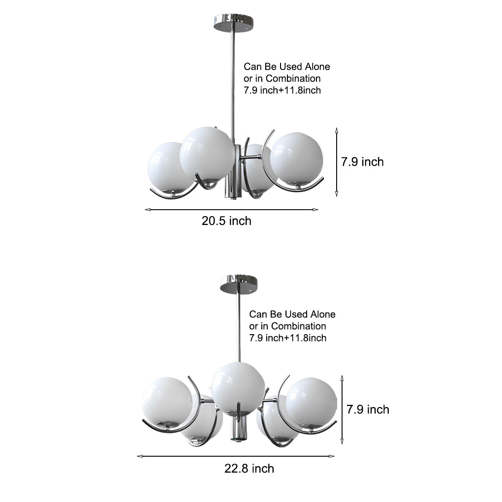 4/5 Lights Glass Globe Ball Electroplating Iron Nordic Chandelier Light Design