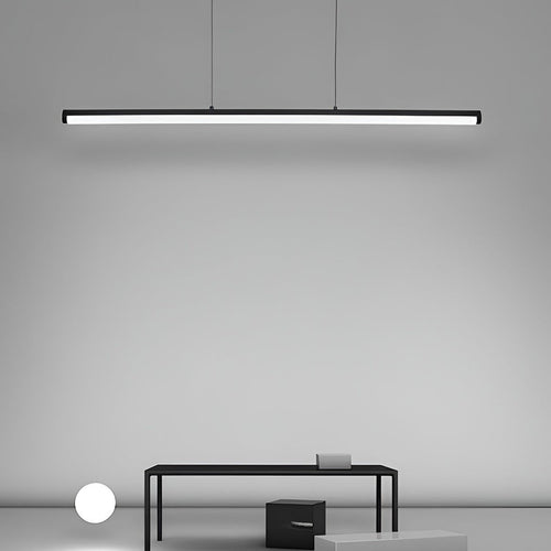 16'' Rectangular Long Matt Black Pendant Light Adjustable Warm White Ceiling Lights