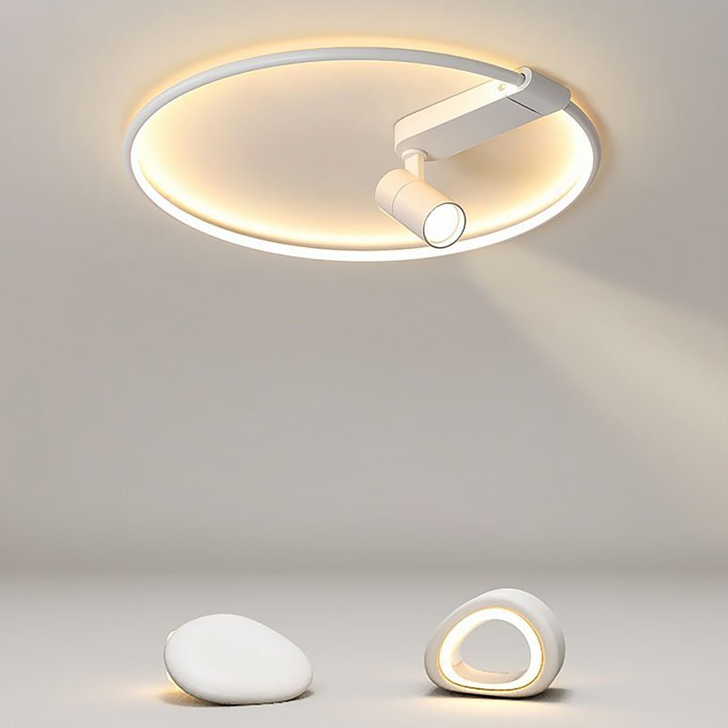 16'' Round Dimmable Adjustable Flush Mount Light with Spotlights Track Lights