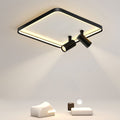 16'' Square Dimmable Flush Mount LED Lights with 2 Adjustable Spotlights Track Lights