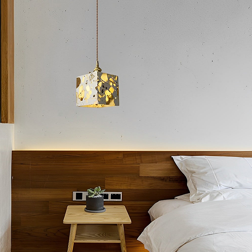 Retro Creative Terrazzo Concrete Eye Protection Nordic LED Chandelier Design