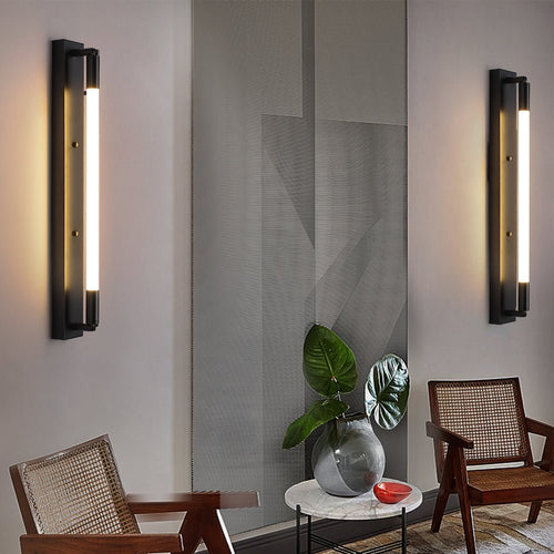 19.68'' Acrylic Tube 1 - Light LED Wall Lights Indoor - Black/Gold/Chrome Base