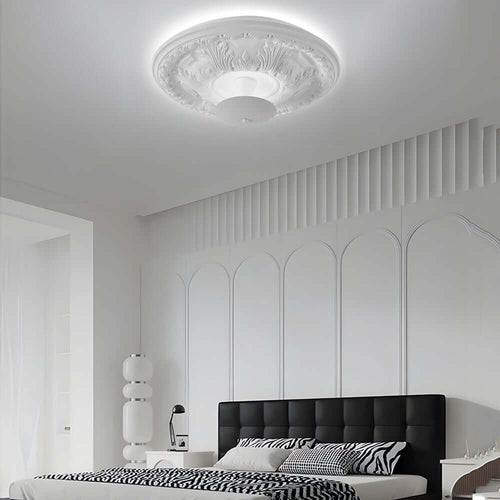 19.7 - inch Round Gypsum Relief Dimmable LED Flush Mount Ceiling Light