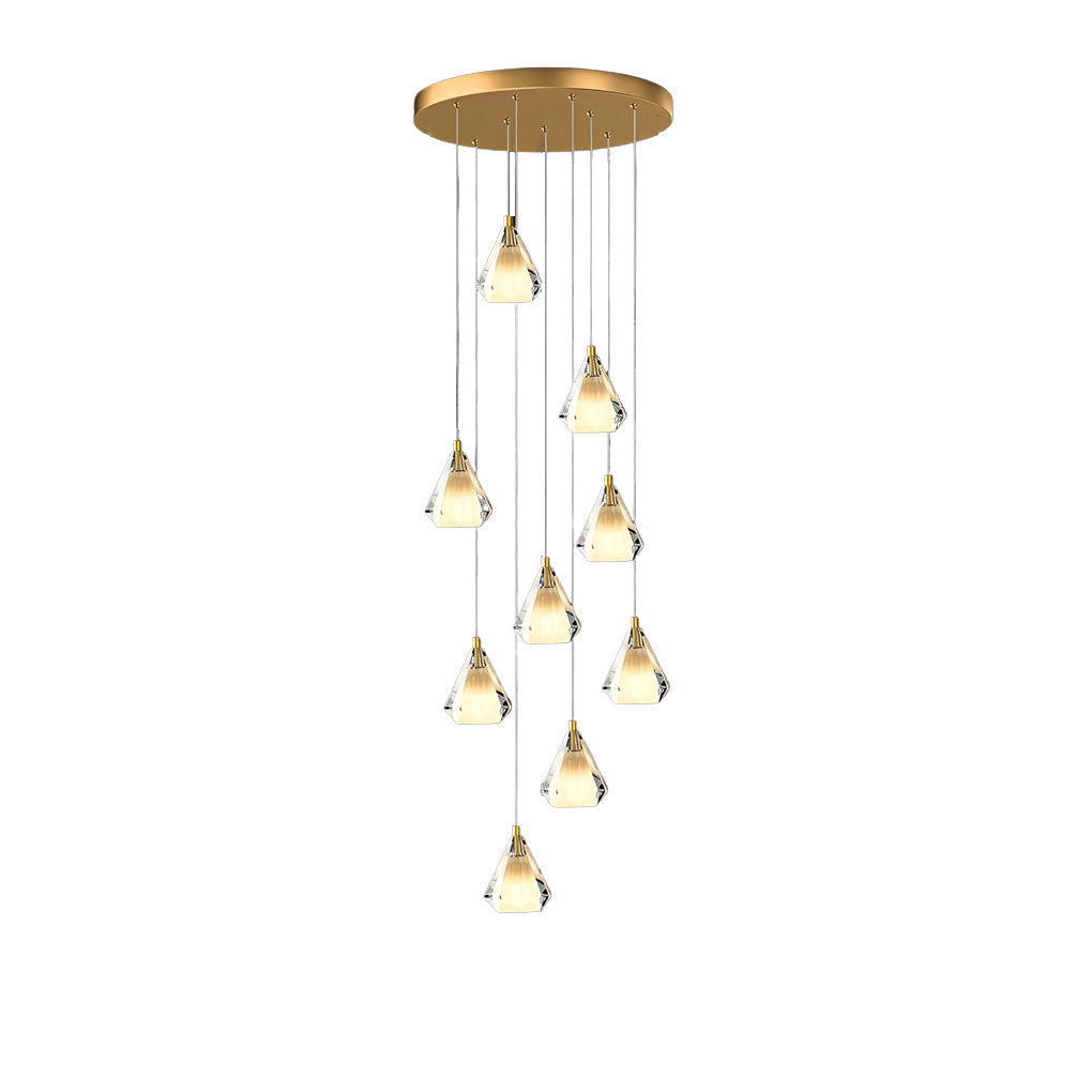 Creative Crystal Shade Three Step Dimming Nordic Staircase Chandelier Design