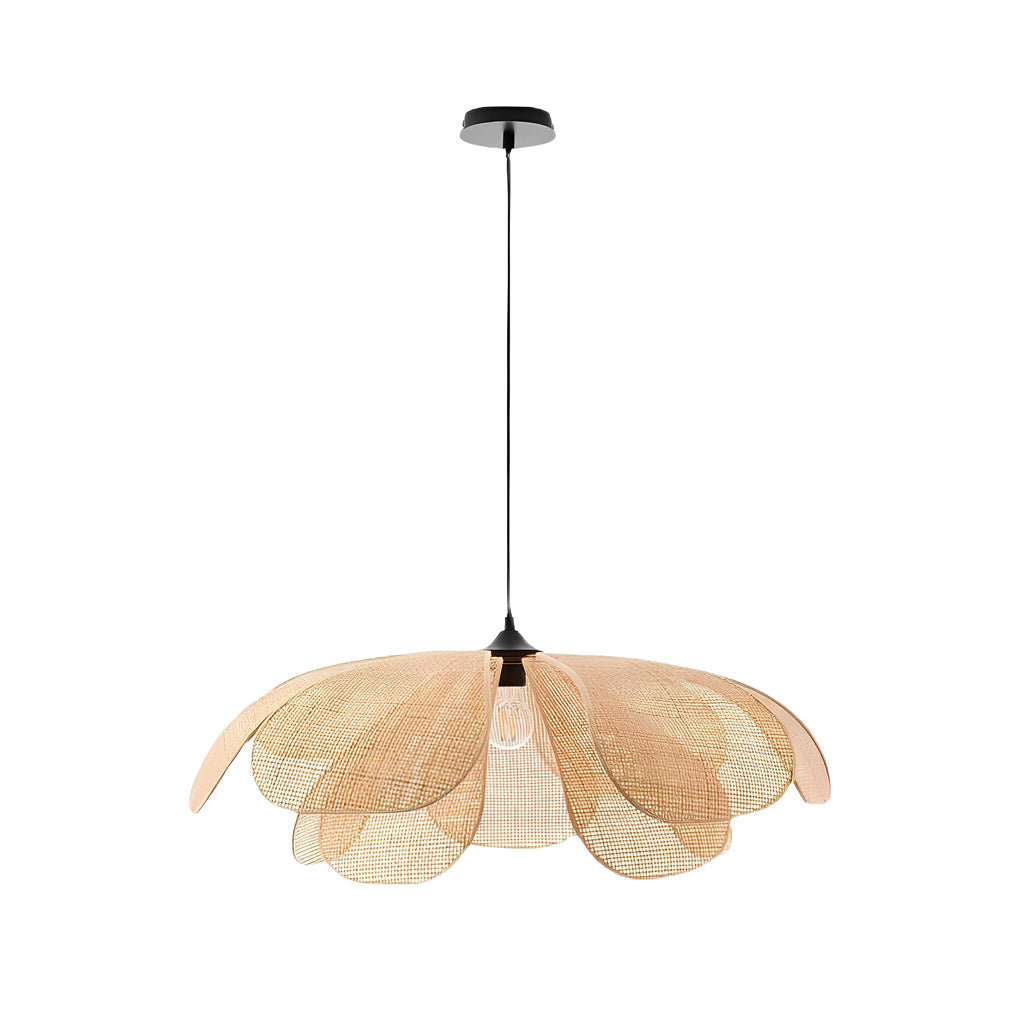 Creative Rattan Flower Petals Three Step Dimming Japanese Style Chandelier Design
