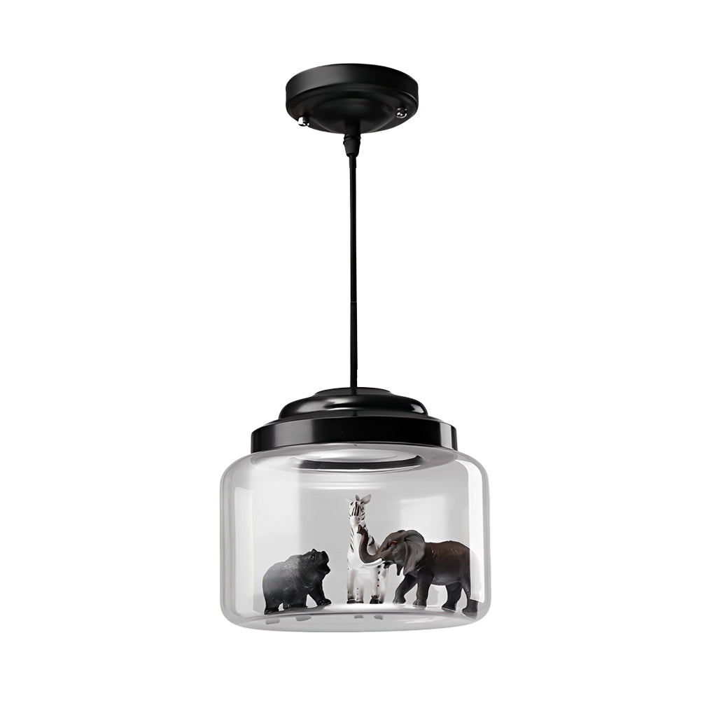 Personality Animal Model Decor Glass Jar LED Black Modern Pendant Lighting