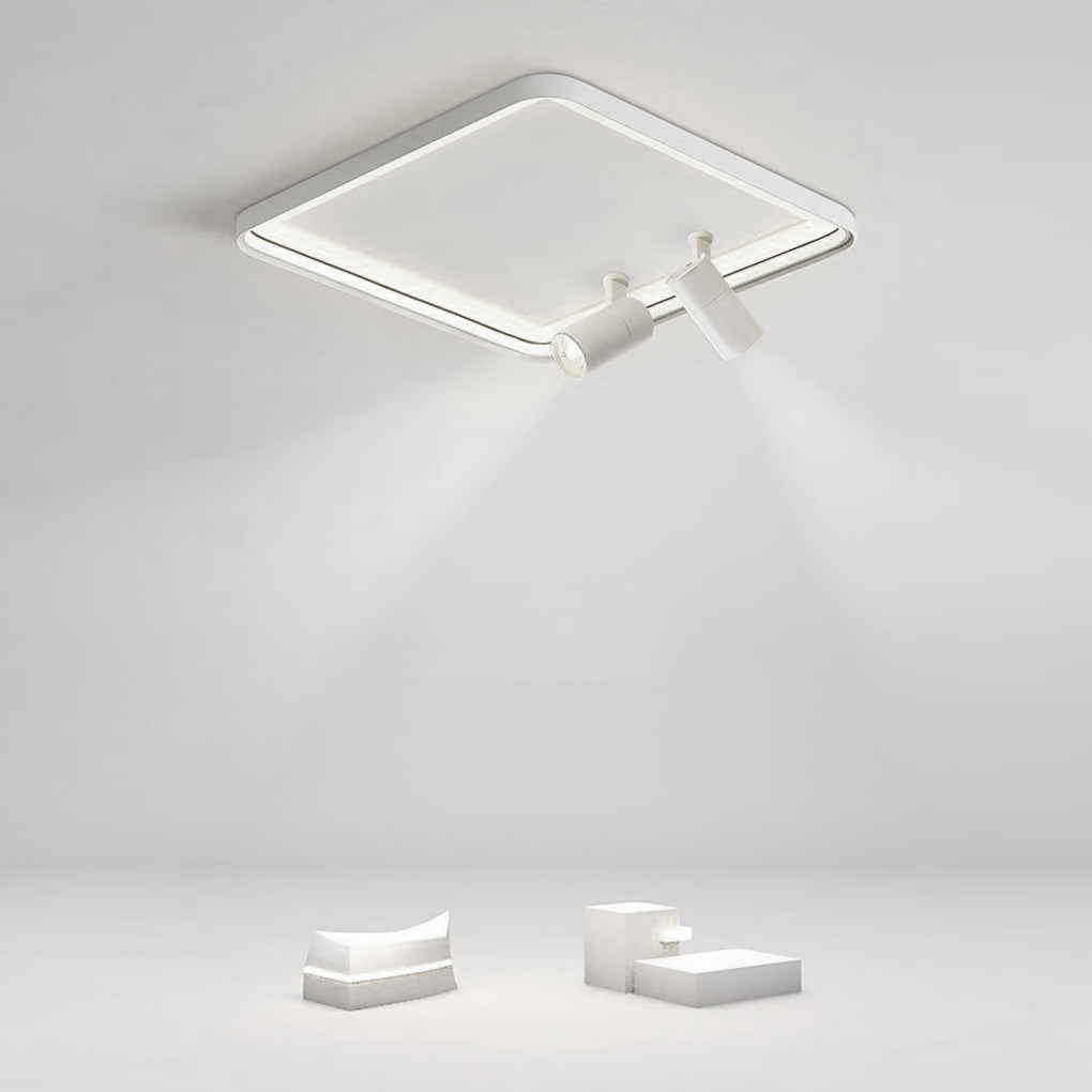 16'' Square Dimmable Flush Mount LED Lights with 2 Adjustable Spotlights Track Lights Design