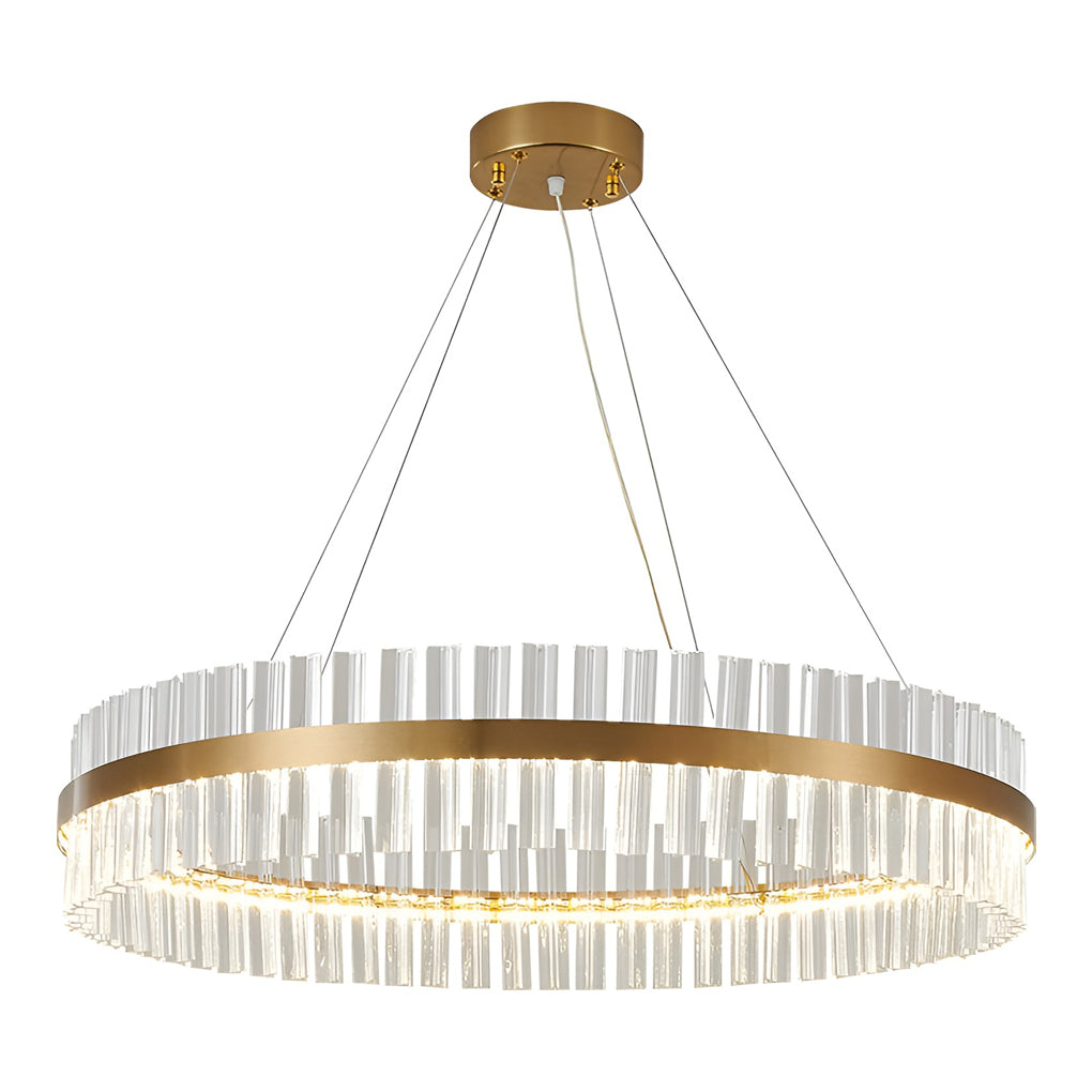 Round Electroplated Metal Crystal 3 Step Dimming LED Nordic Chandelier Design