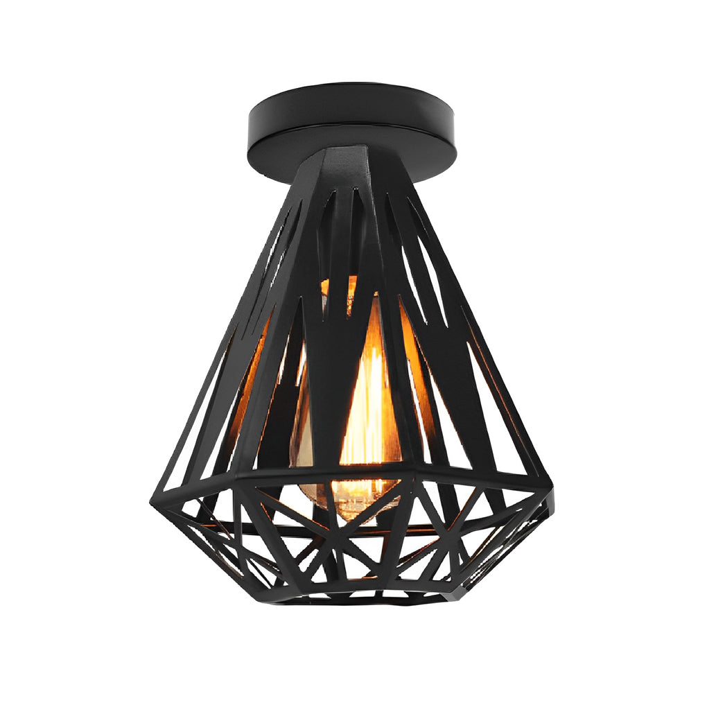 Retro Personality Iron Cage LED American Style Ceiling Lighting Fixture