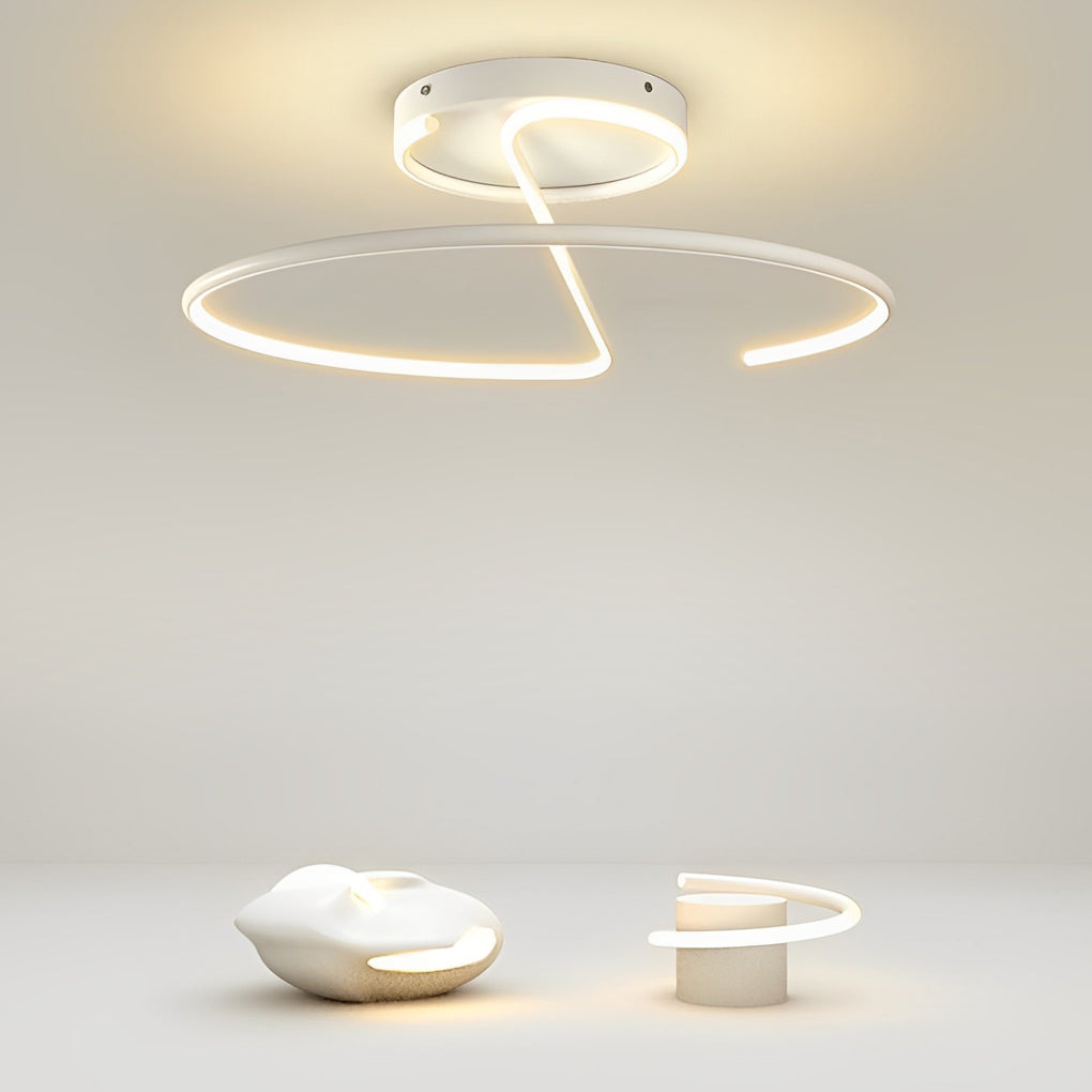 16 inch Sleek Wire-inspired Circular Modern LED Semi Flush Mount Ceiling Lighting