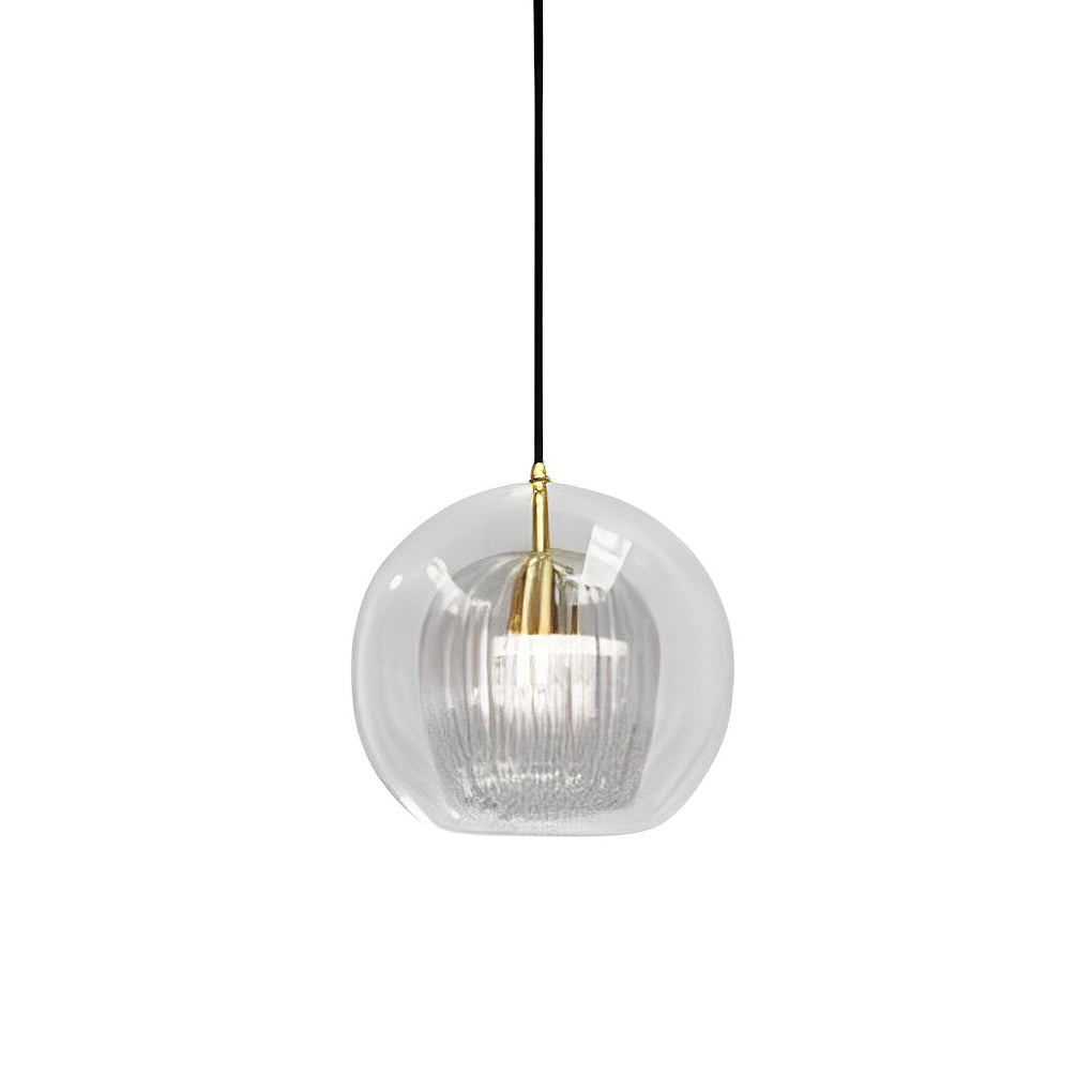 Creative Double Layer Glass Light Fixtureshade Electroplated Brass Chandelier