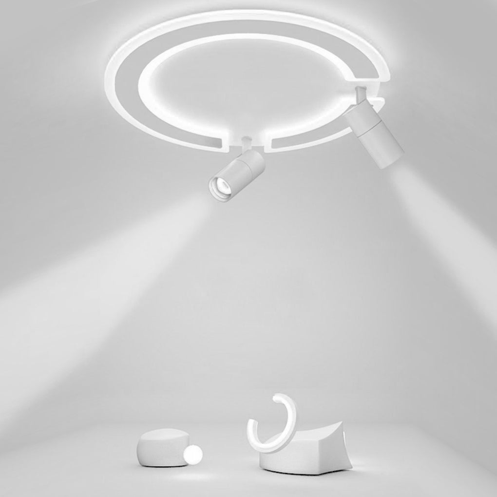 Unique Flush Mount Lighting Circle Shaped Iron Acrylic Light with Spotlight Design