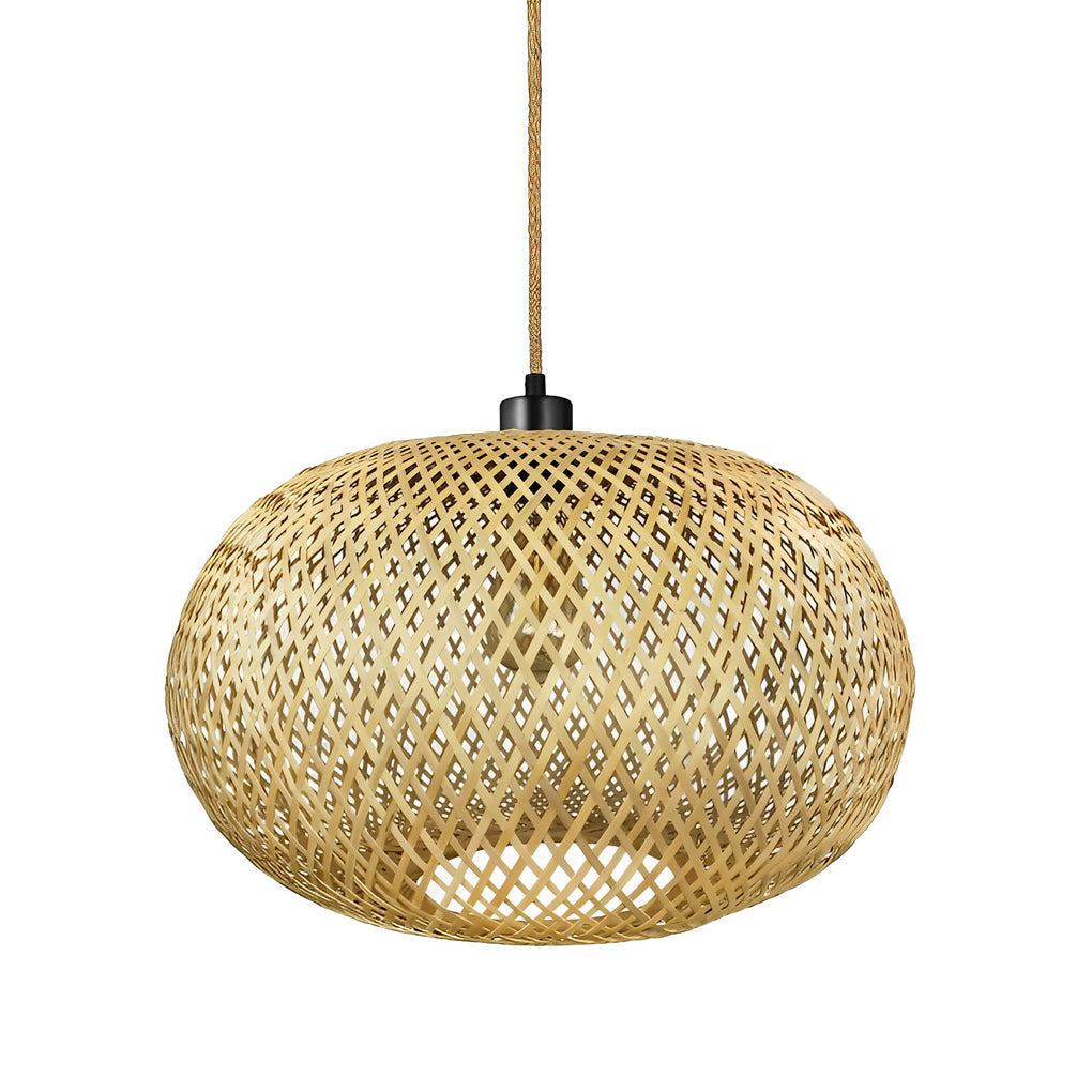 Round Creative Handmade Bamboo Rattan Modern Chandelier Pendant Lightings