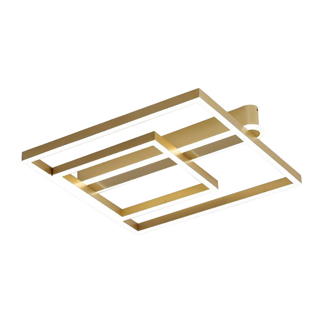 Square Double Frame Metal Aluminum Creative LED Nordic Ceiling Lighting Fixture