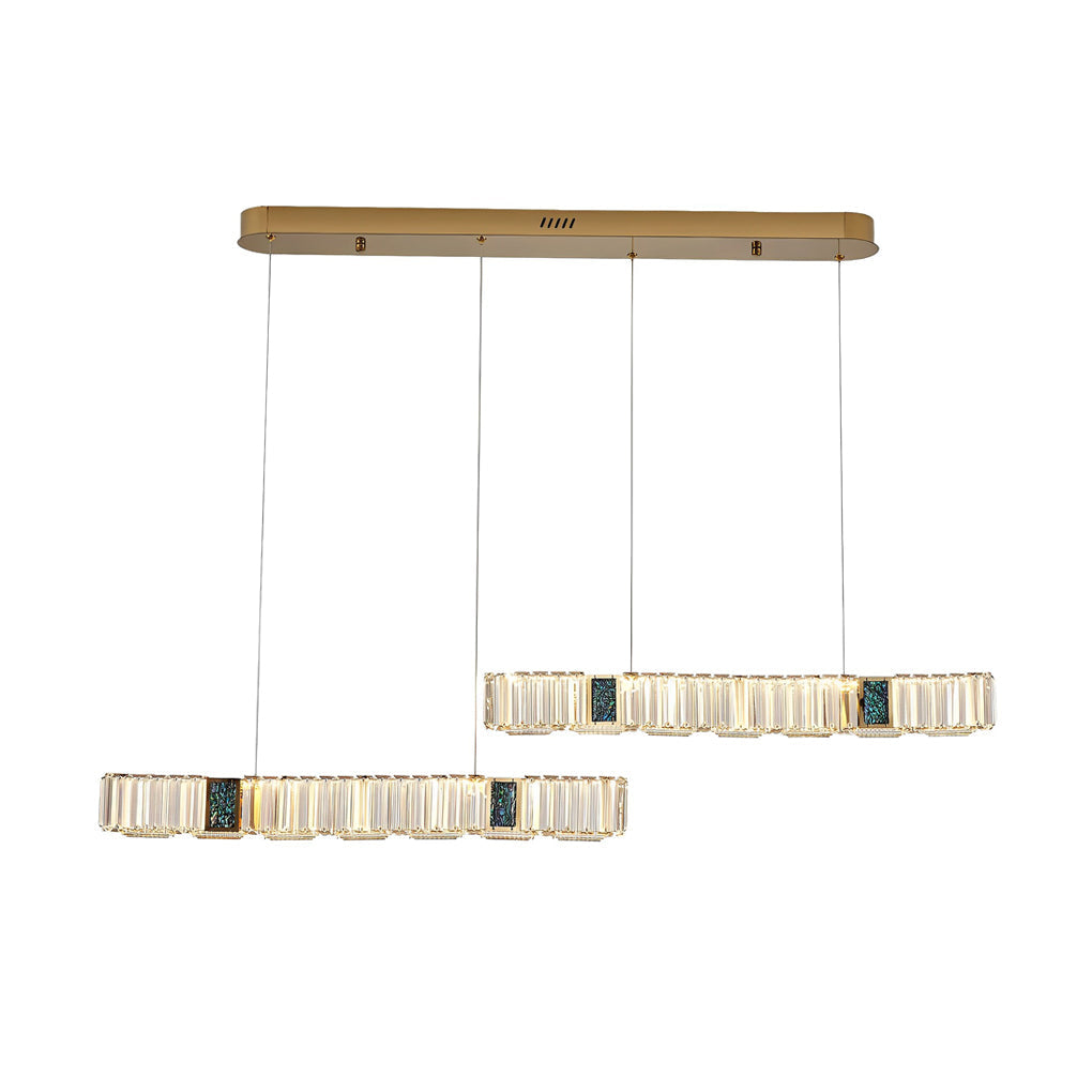 2 Strips Three Step Dimming LED Modern Crystal Dining Room Chandeliers Design