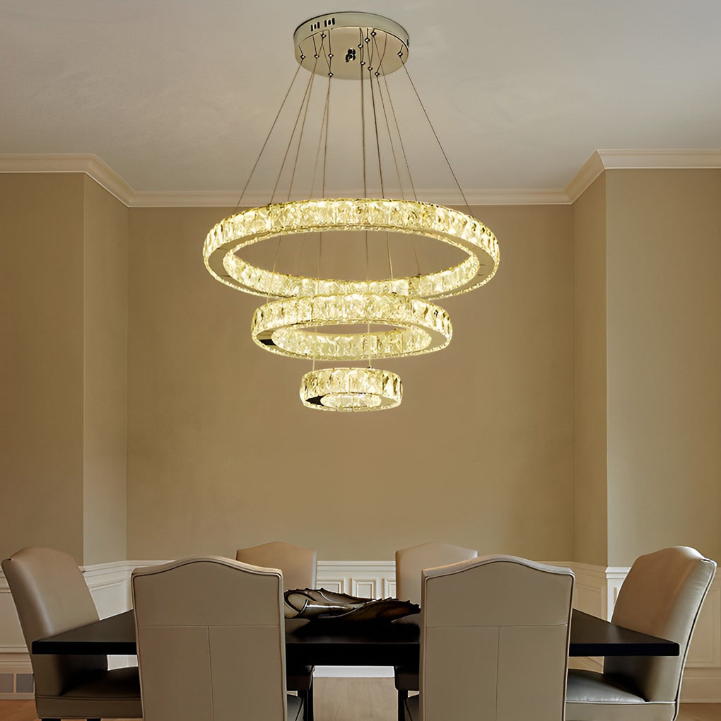 Luxury Crystal LED Chandelier 3-Tier Geometric or Stacked LED Pendant light Design