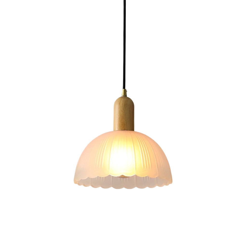 Glass Flower Wood Creative Ins Led Nordic Pendant Lights Hanging Light Fixture