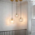 Creative Double Layer Glass Light Fixtureshade Electroplated Brass Chandelier
