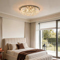 Round Crystal Flush Mount Light Luxury Modern Ceiling Lighting