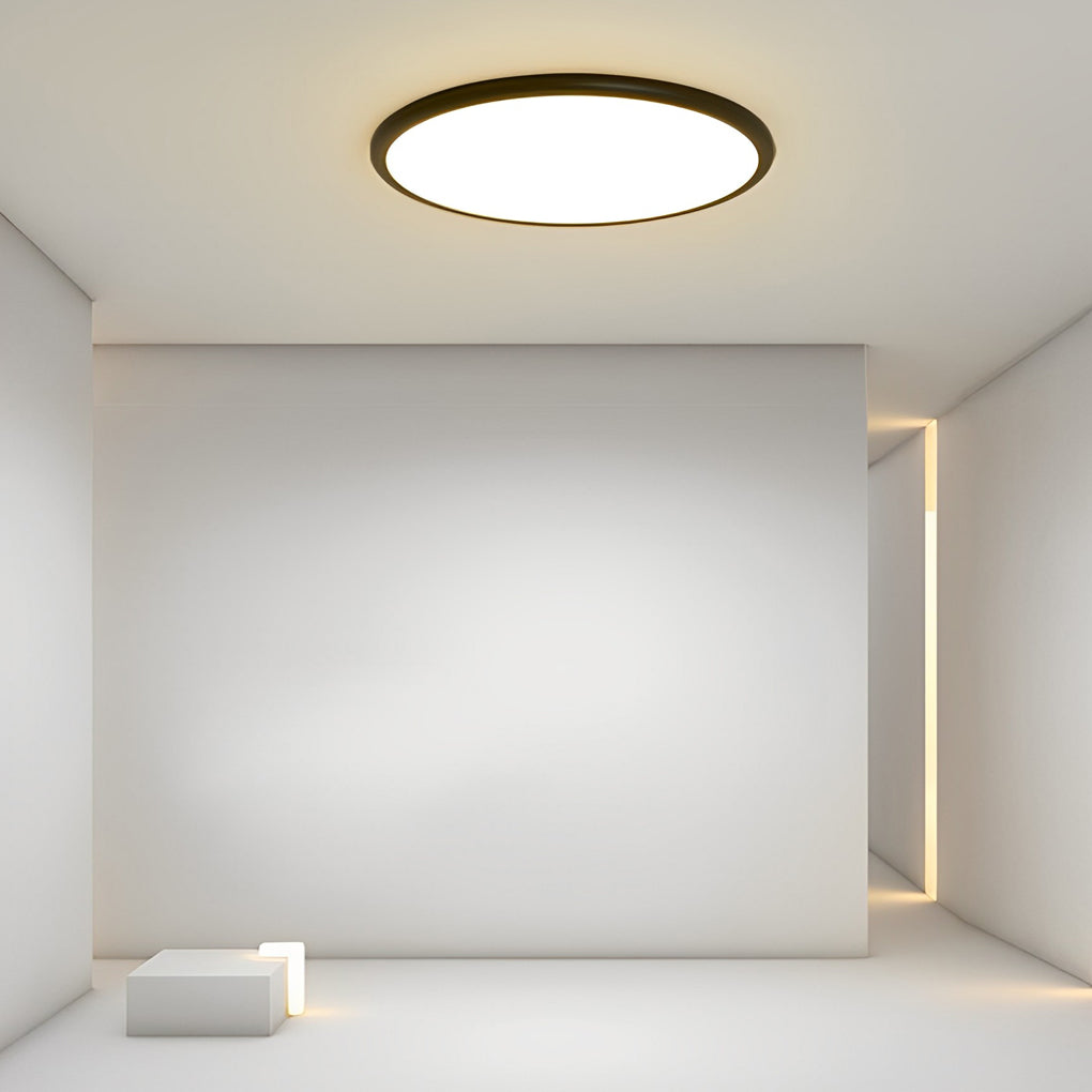 16'' Modern LED Geometric Circle Black Flush Mount Ceiling Lightings with Black White Edge