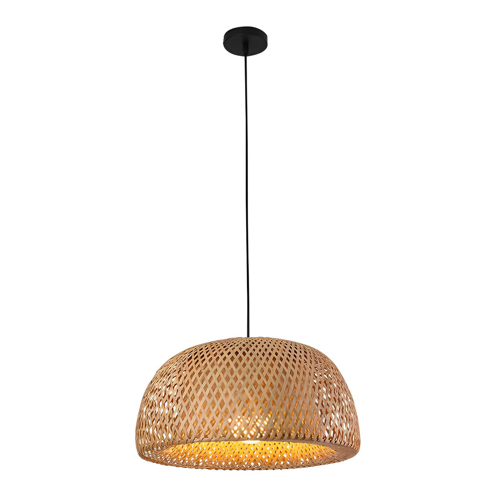 Creative Hand-woven Bamboo Lantern Three Step Dimming LED Chandelier Design