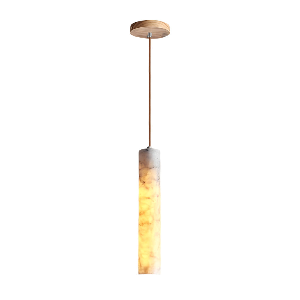 Elongated Cylindrical Marble Texture Minimalist Chandelier Pendant Lightings