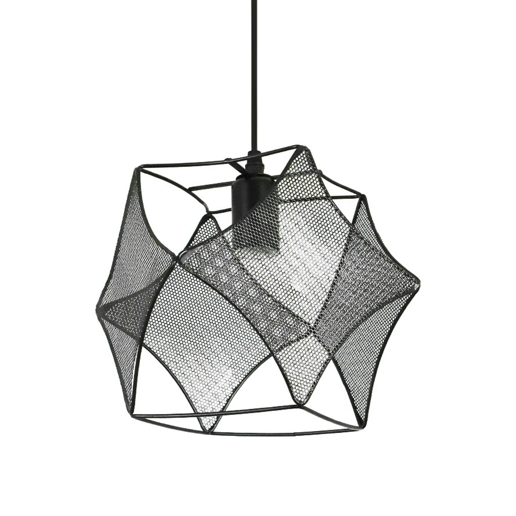 Retro Geometric Iron Mesh Black Industrial Style Chandelier Pendant Light Fixture
