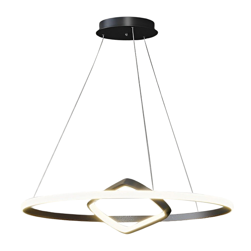 Adjustable Round Oval LED Stepless Dimming Black Modern Chandelier Design