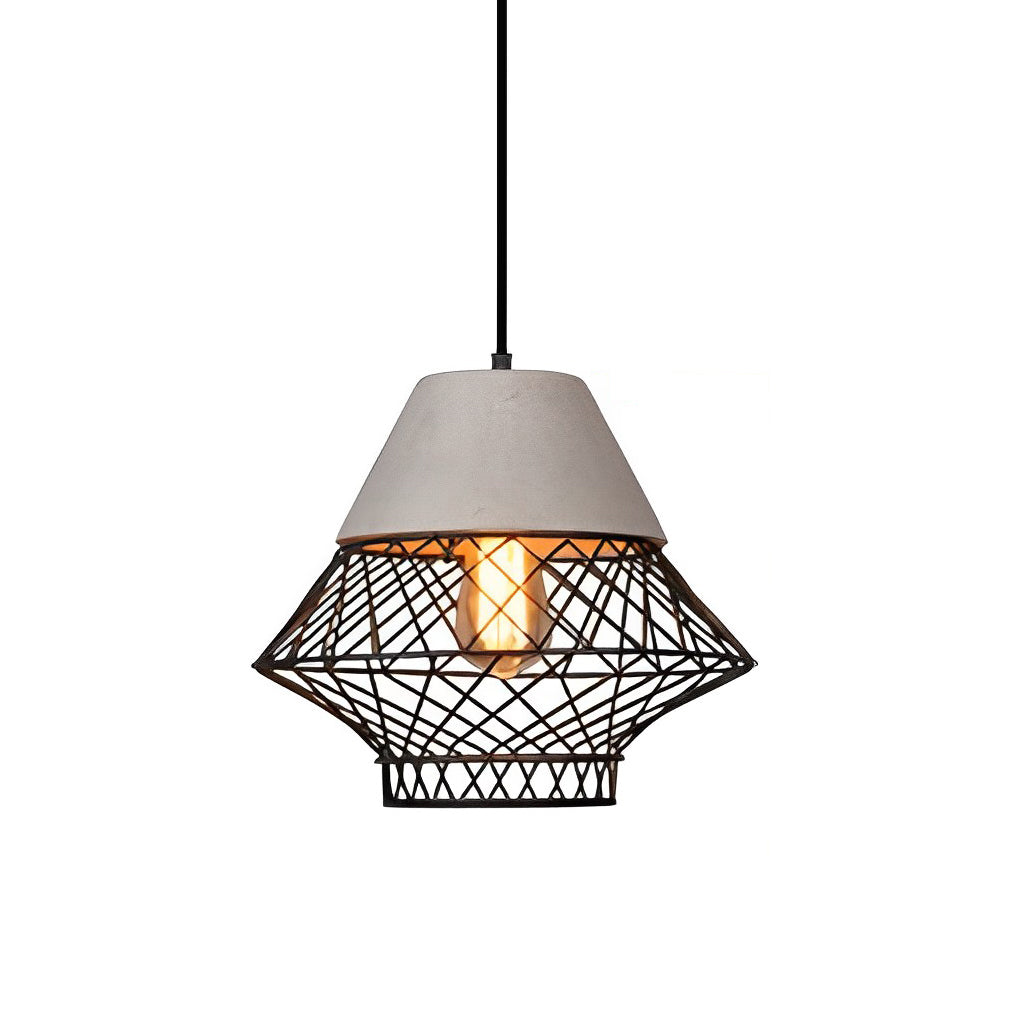 Cement Iron Cage Retro Industrial Pendant Lighting Kitchen Island Lighting