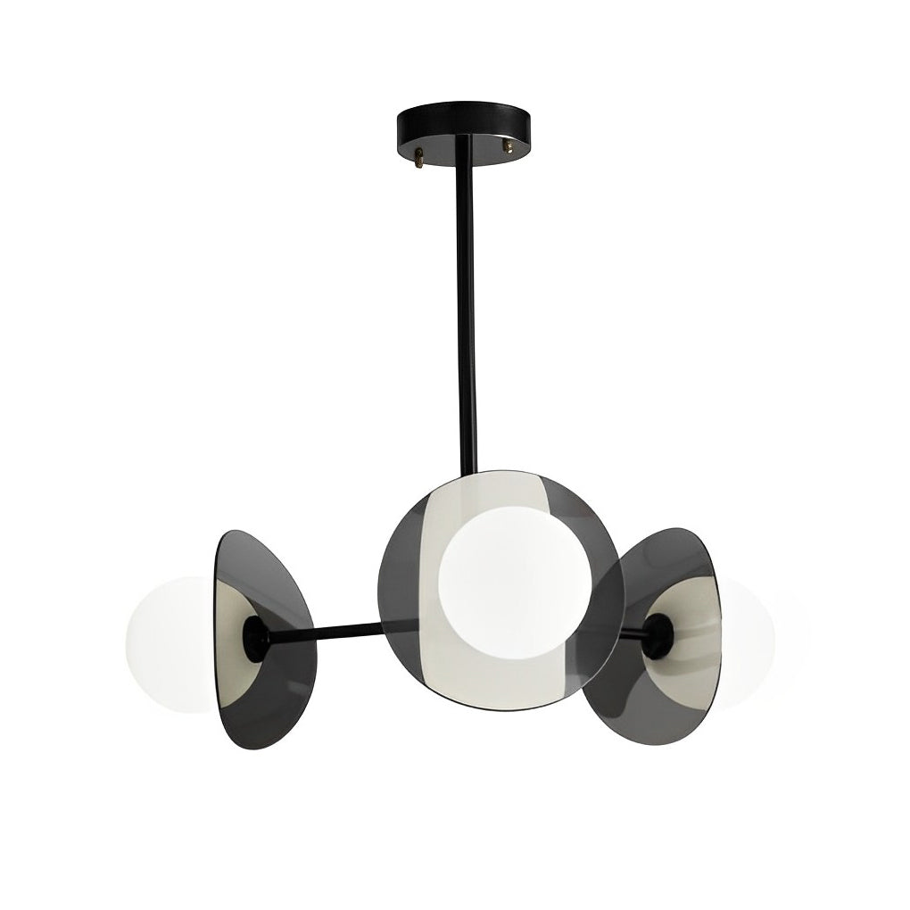 Round Electroplated Glass Piece Copper Black Modern Chandeliers Light Design