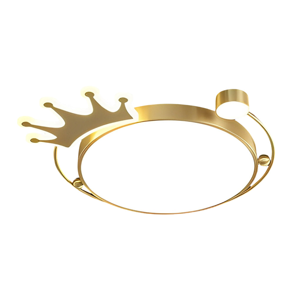 Round Cartoon Crowns Three Step Dimming Copper Modern Ceiling Lighting Fixture