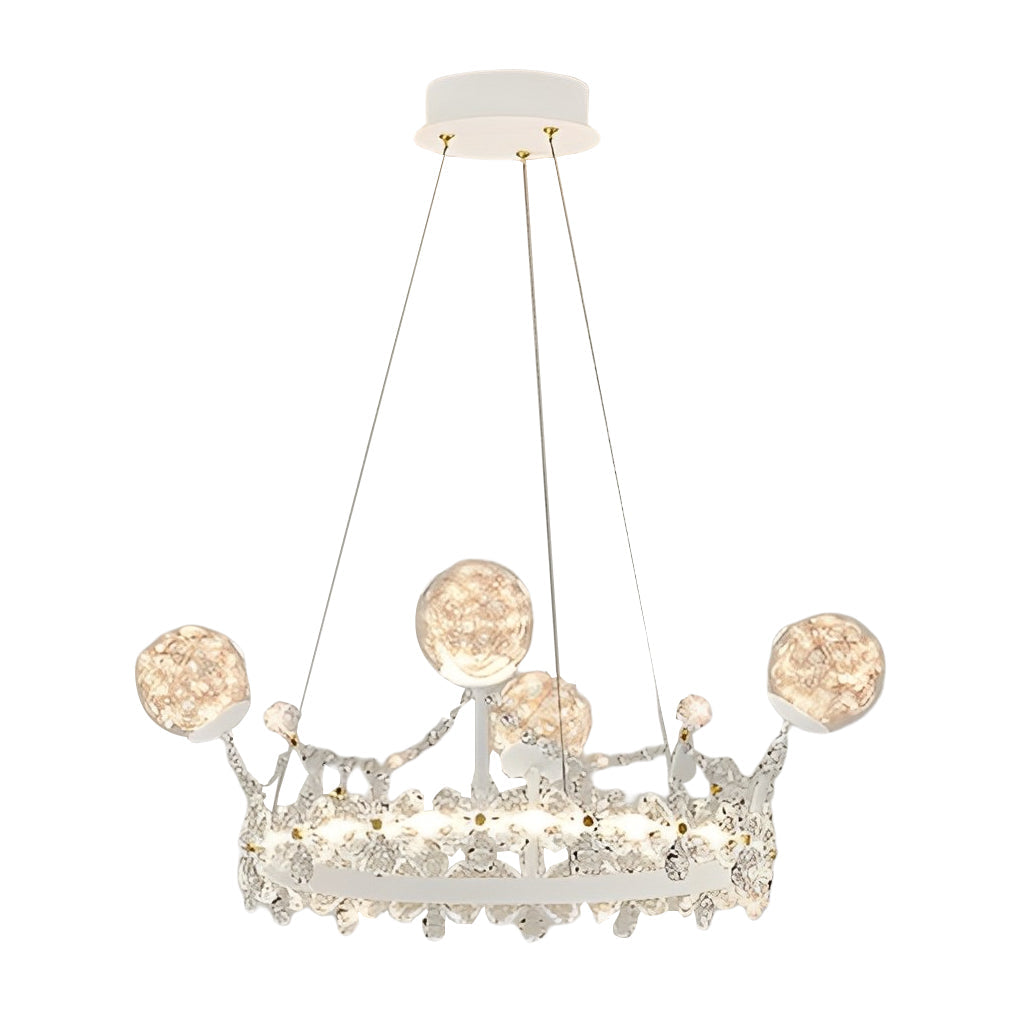Flower Decor Crowns Crystal Glass Three Step Dimming Nordic Chandelier Design