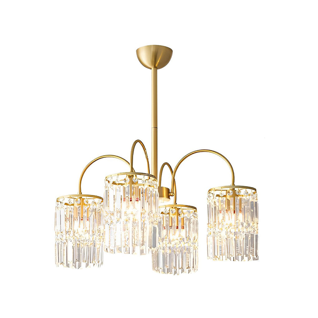 Crystal Shade Copper Curved Arms Luxury Post-Modern Chandelier Light Design