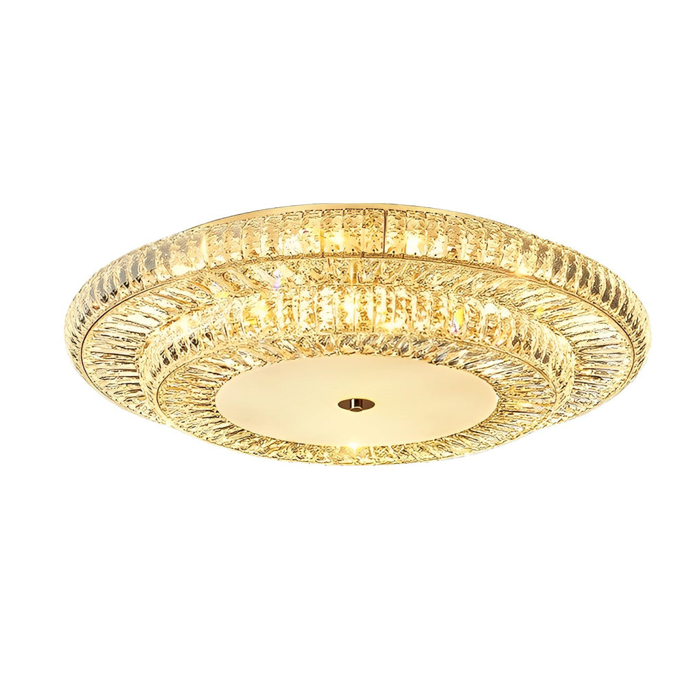 Round Crystal Three Step Dimming Glass Luxury Modern Ceiling Lighting Fixture