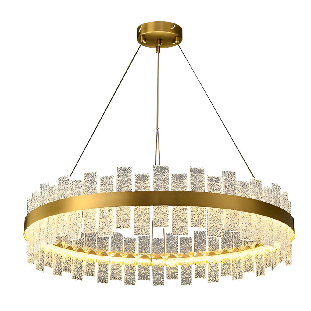 Round Dimming LED Glass Modern Crystal Chandelier Hanging Light Fixture Pendant Light