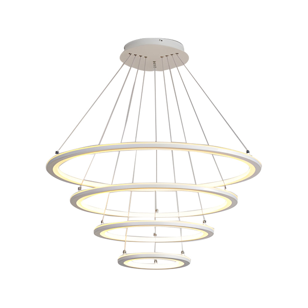 4 Rings Chandelier Light LED Mid-century Chandeliers with Remote Design