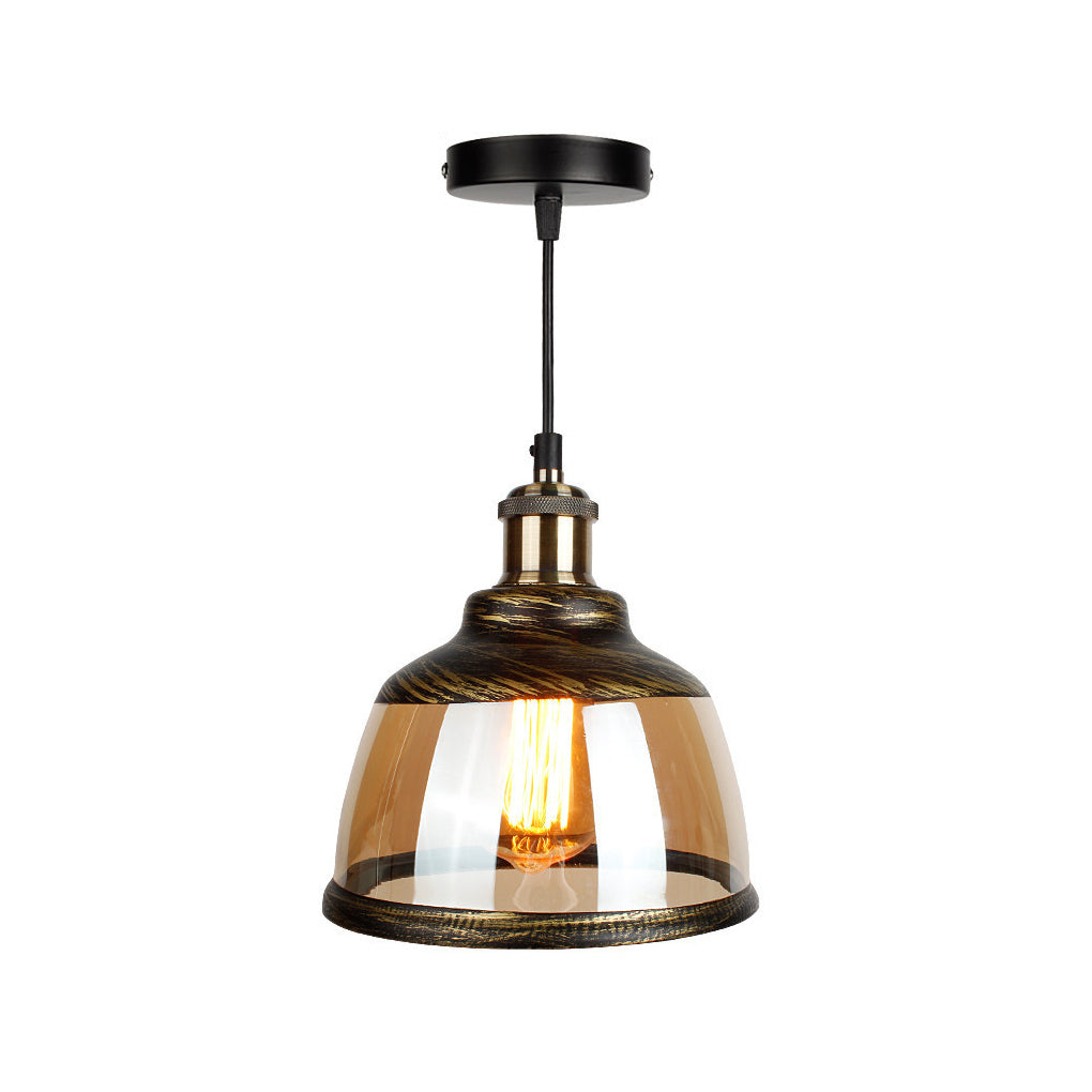 Green Bronze Glass Antique Industrial Style Pendant Lightings Small Chandelier