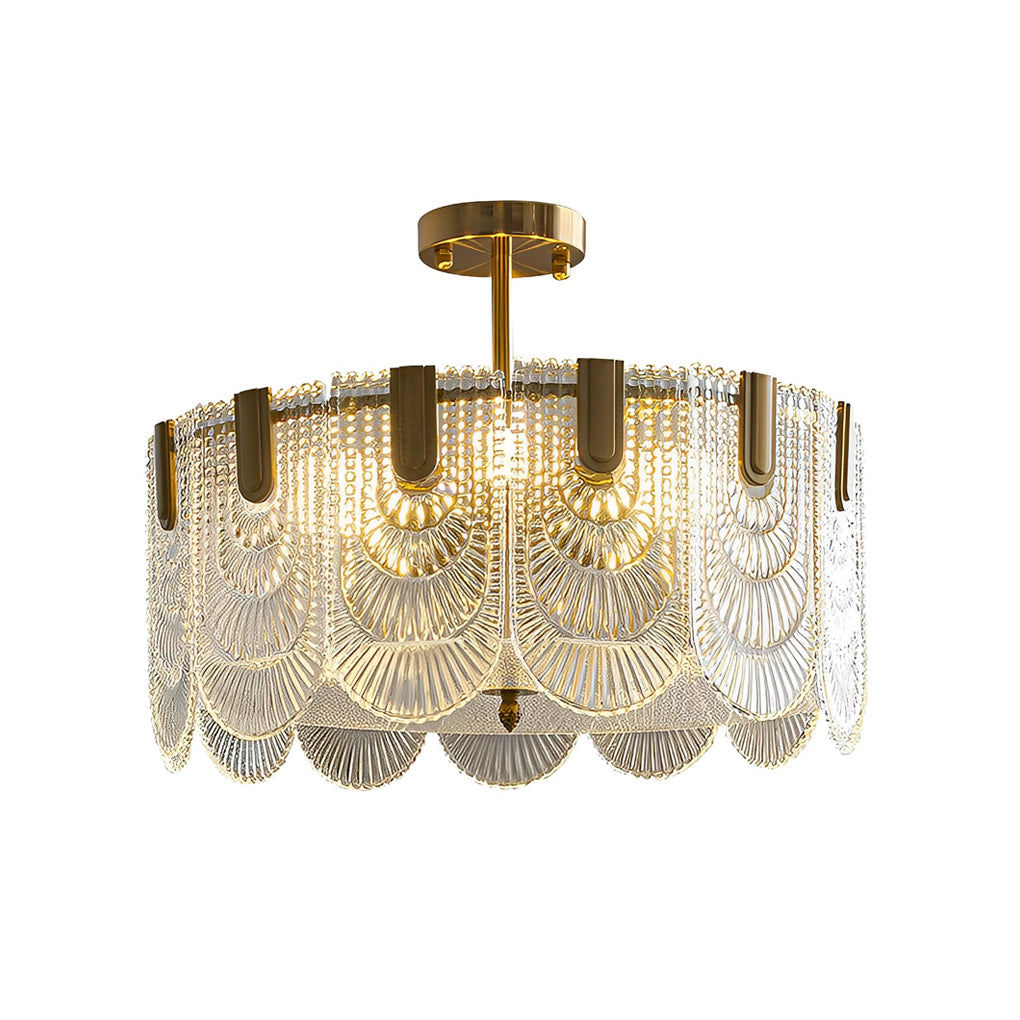 Round French Court Style Glass Three Step Dimming Modern Chandeliers Design