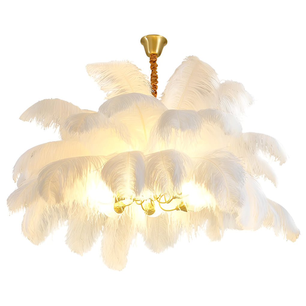 Creative Feathers Copper Ins Nordic Chandelier Flush Mount Ceiling Lighting