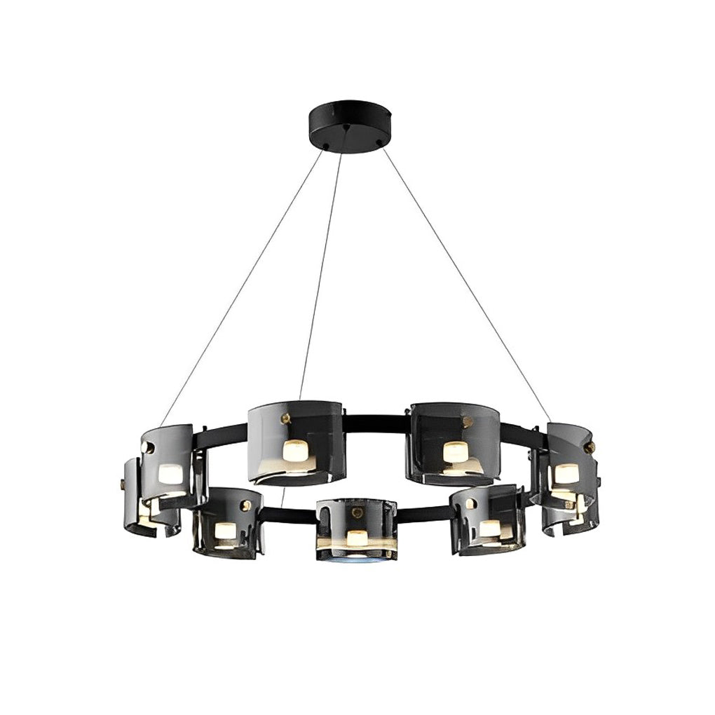 Circle Glass Stepless Dimming LED Brightness Memory Nordic Chandelier Design