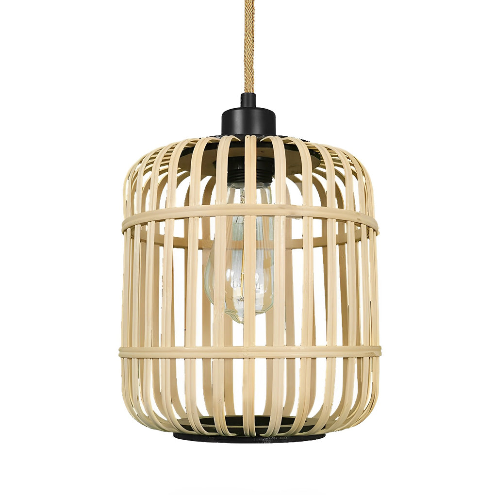 Handmade Rattan Lantern Shape Minimalist Japanese Style Pendant Lightings