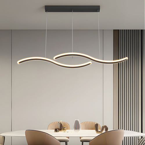 2 - Wavy Line LED Dining Room Pendant Light - 3 - Step Dimming