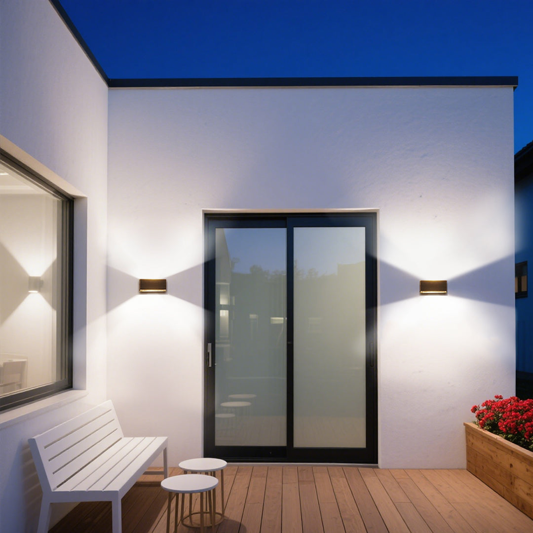 Technical specification drawing showing dimensions and installation details for wall light