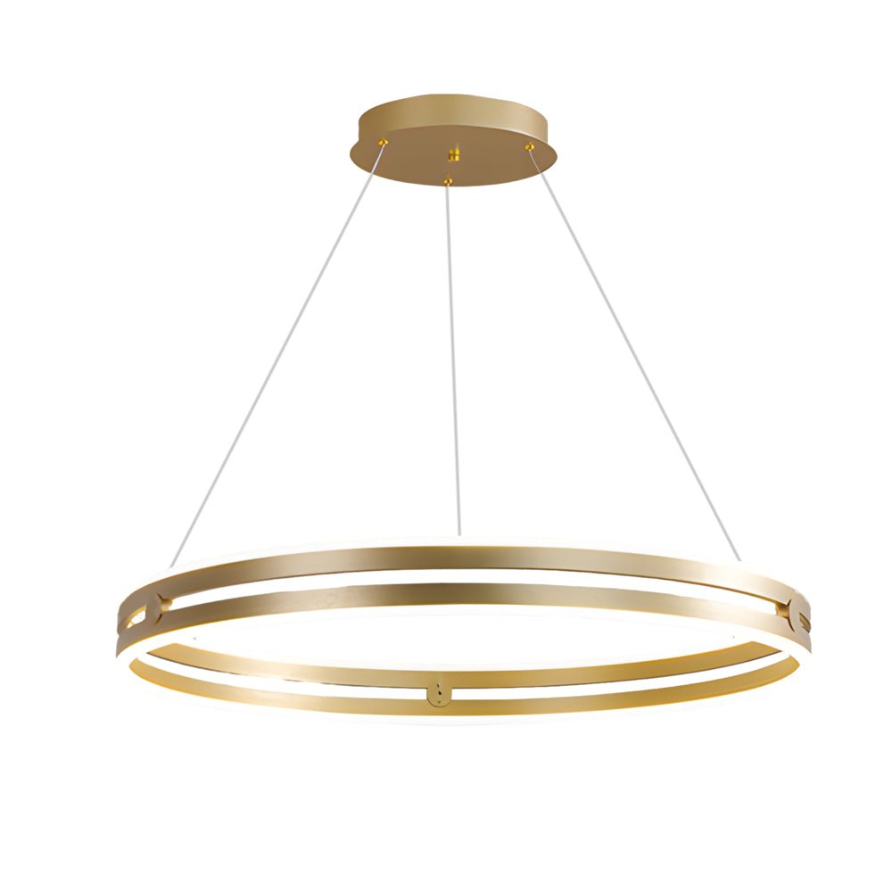 23.6 - in Double Wheel Chandelier Modern LED Pendant Light, Black/Gold/Brown