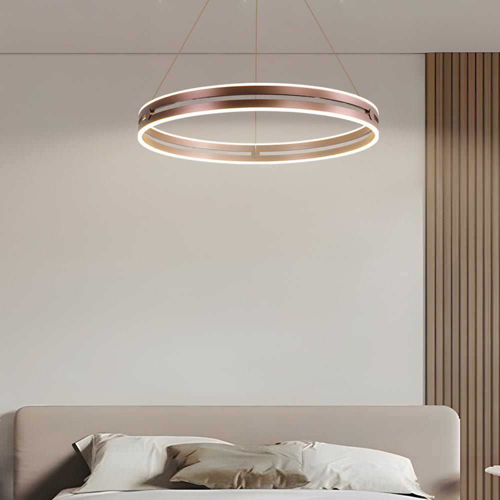 23.6 - in Double Wheel Chandelier Modern LED Pendant Light, Black/Gold/Brown