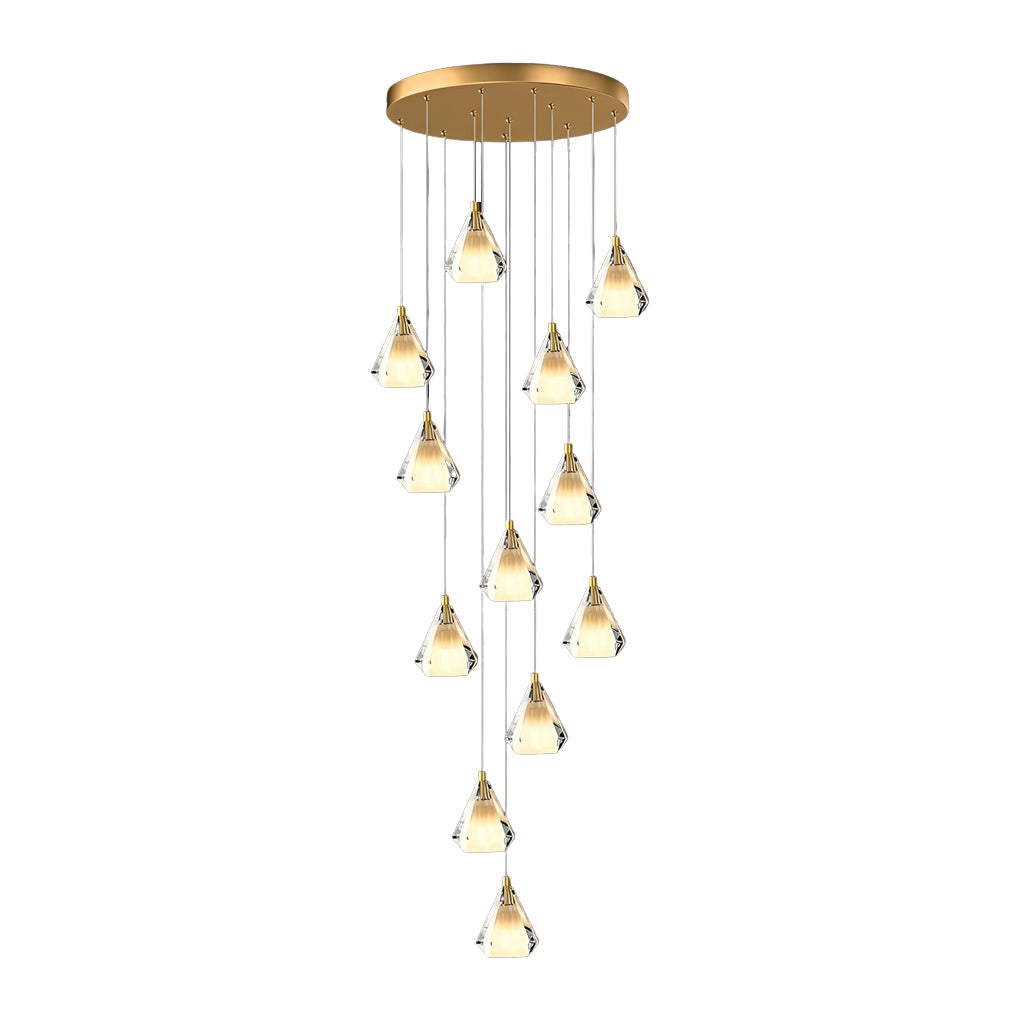 Creative Crystal Shade Three Step Dimming Nordic Staircase Chandelier Design