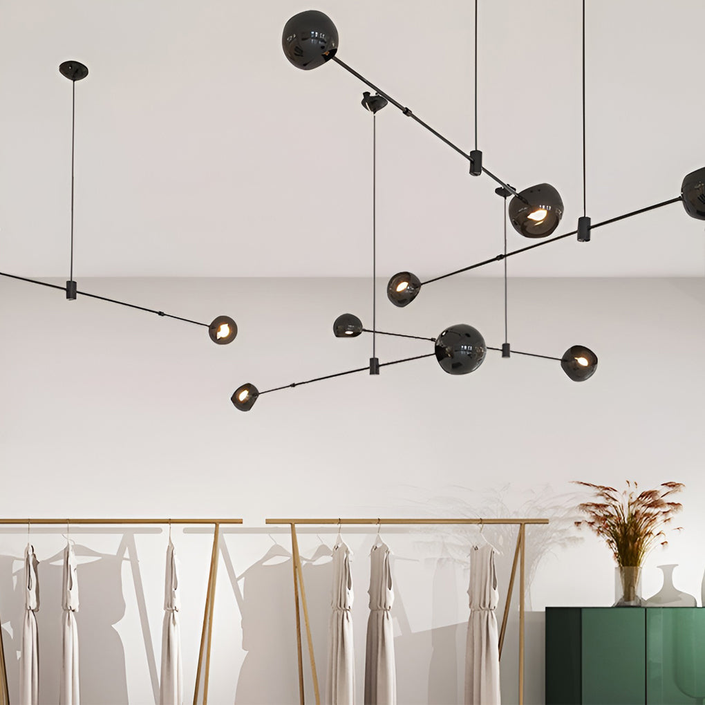 Geometric Linear Electroplating Black Modern Chandelier Hanging Ceiling Lightings