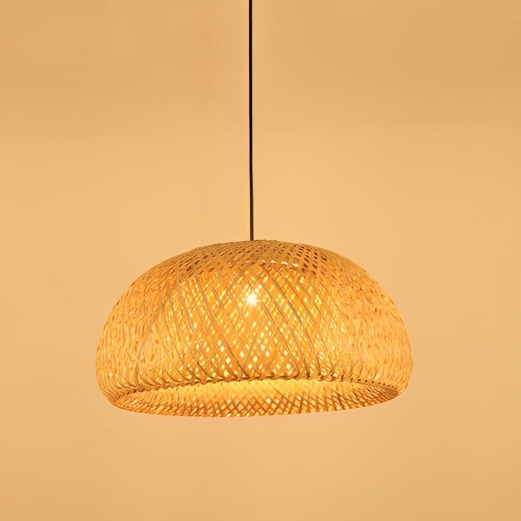 Creative Hand-woven Bamboo Lantern Three Step Dimming LED Chandelier Design